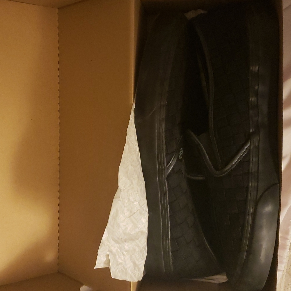 Vans x Knost x Curren Comfy Cush Slip ons Black weaved texture + sticker